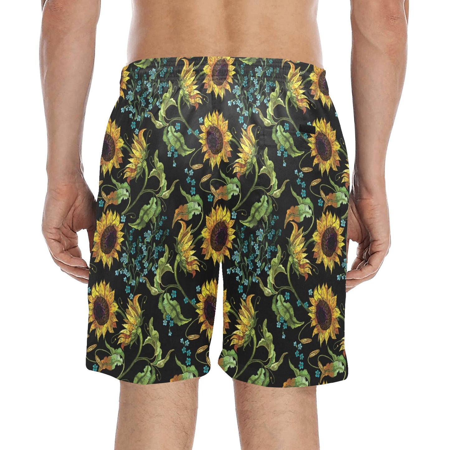 Sunflower Print Design LKS308 Men's Swim Trunks Beach Shorts