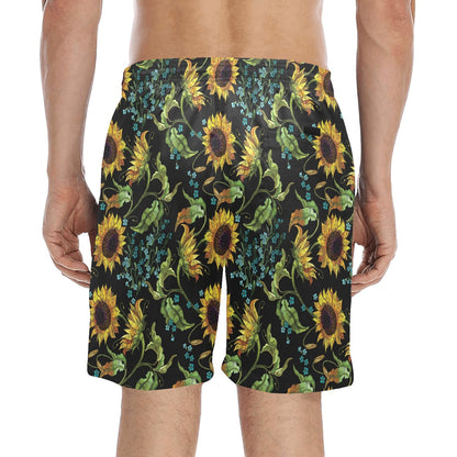 Sunflower Print Design LKS308 Men's Swim Trunks Beach Shorts
