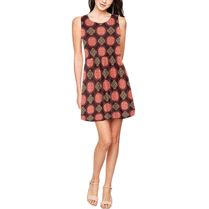 Celtic Pattern Print Design 02 Sleeveless Dress