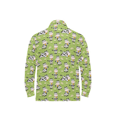 Cattle Print Design LKS401 Long Sleeve Polo Shirt For Men's