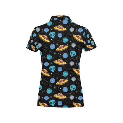 UFO Alien Print Design LKS306 Women's Polo Shirt