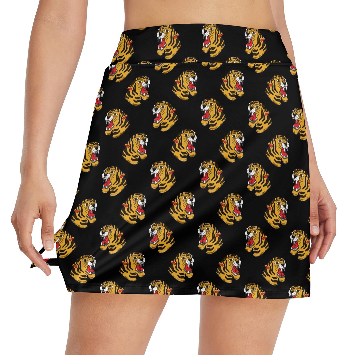 Tiger Head Print Design LKS306 17" Golf & Pickleball Skort with Pockets