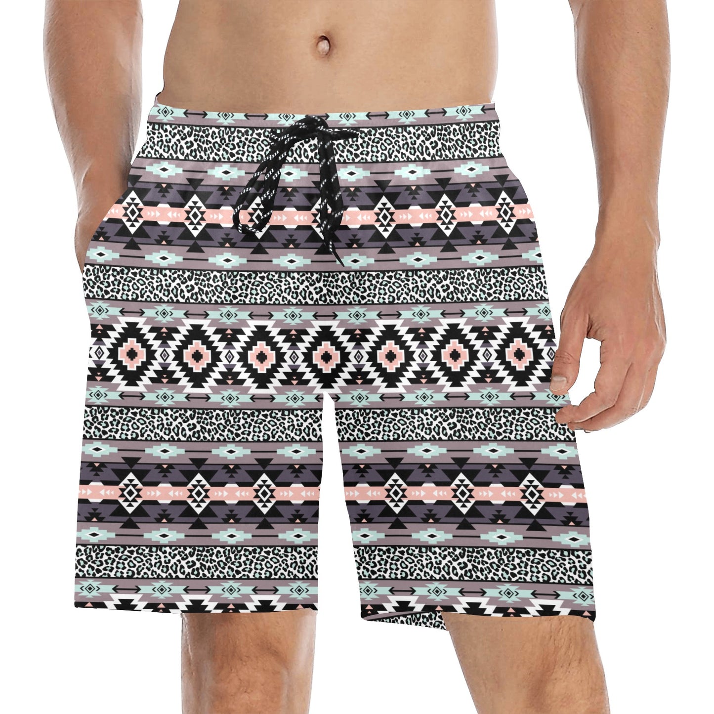Safari Pattern Print Design LKS302 Men's Swim Trunks Beach Shorts