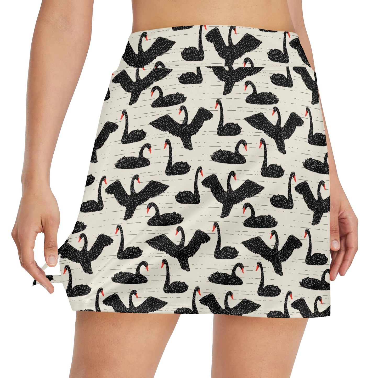 Swan Print Design LKS402 17" Golf & Pickleball Skort with Pockets