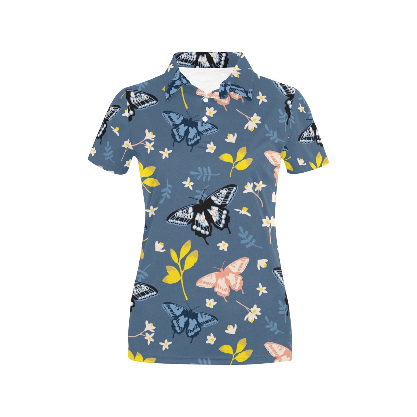 Monarch Butterfly Pattern Print Design 02 Women's Polo Shirt