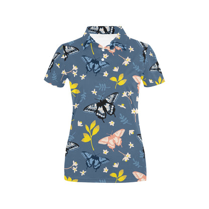 Monarch Butterfly Pattern Print Design 02 Women's Polo Shirt