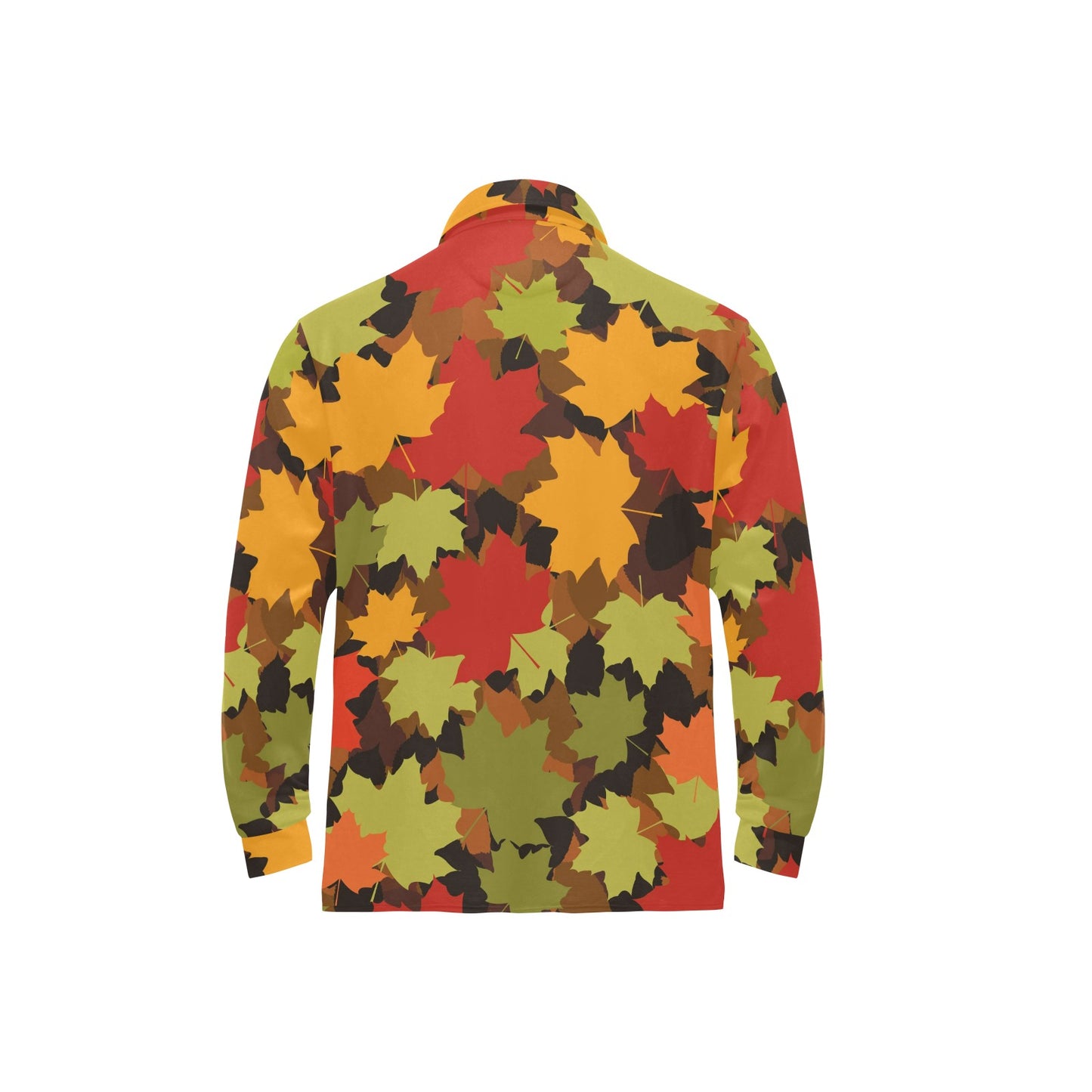 Maple Leaf Pattern Print Design 05 Long Sleeve Polo Shirt For Men's