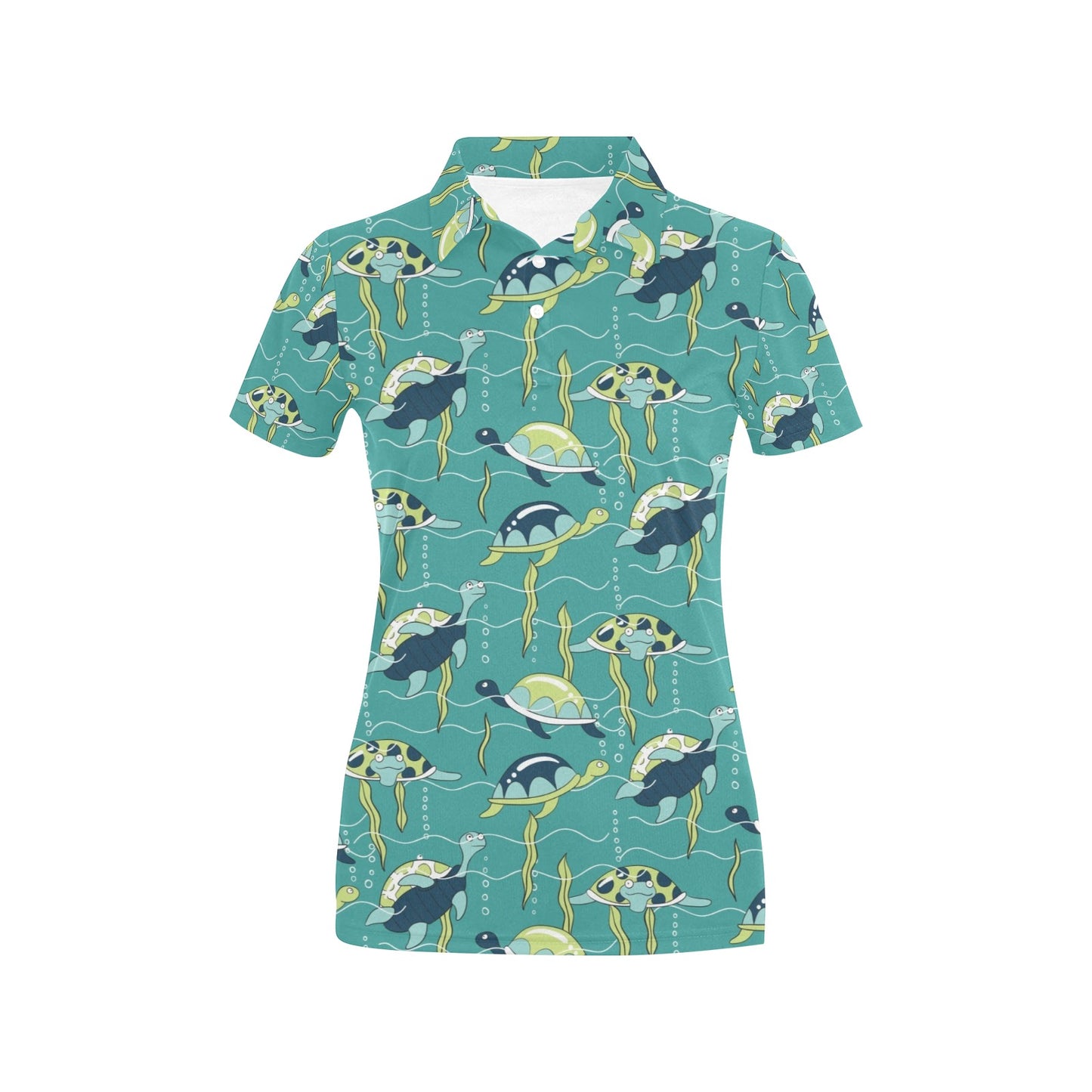 Sea Turtle Pattern Print Design T08 Women's Polo Shirt