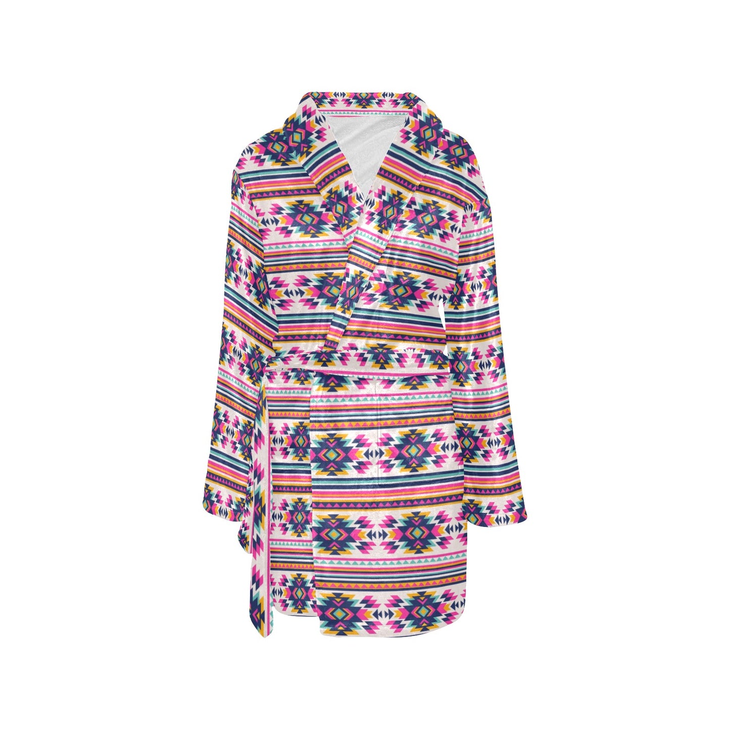 Indian Navajo Neon Themed Design Print Women's Fleece Robe