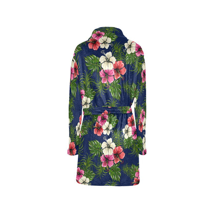 Hibiscus Pattern Print Design HB028 Women's Fleece Robe