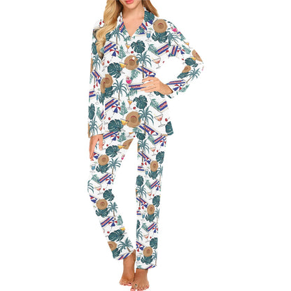 Aloha Hawaii Beach Pattern Print Design 04 Women's Long Pajama Set