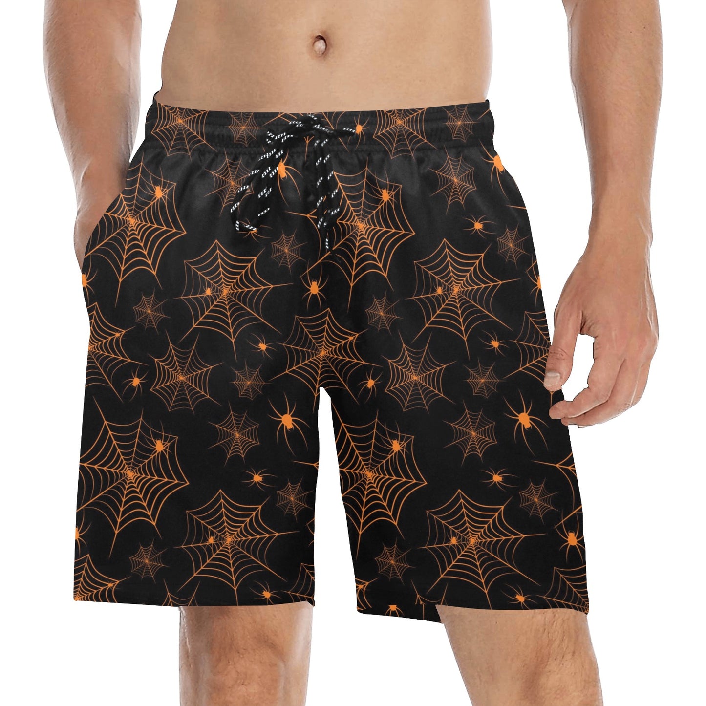 Spider Web Print Design LKS306 Men's Swim Trunks Beach Shorts