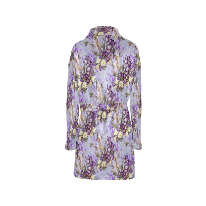 Iris Pattern Print Design IR07 Women's Fleece Robe