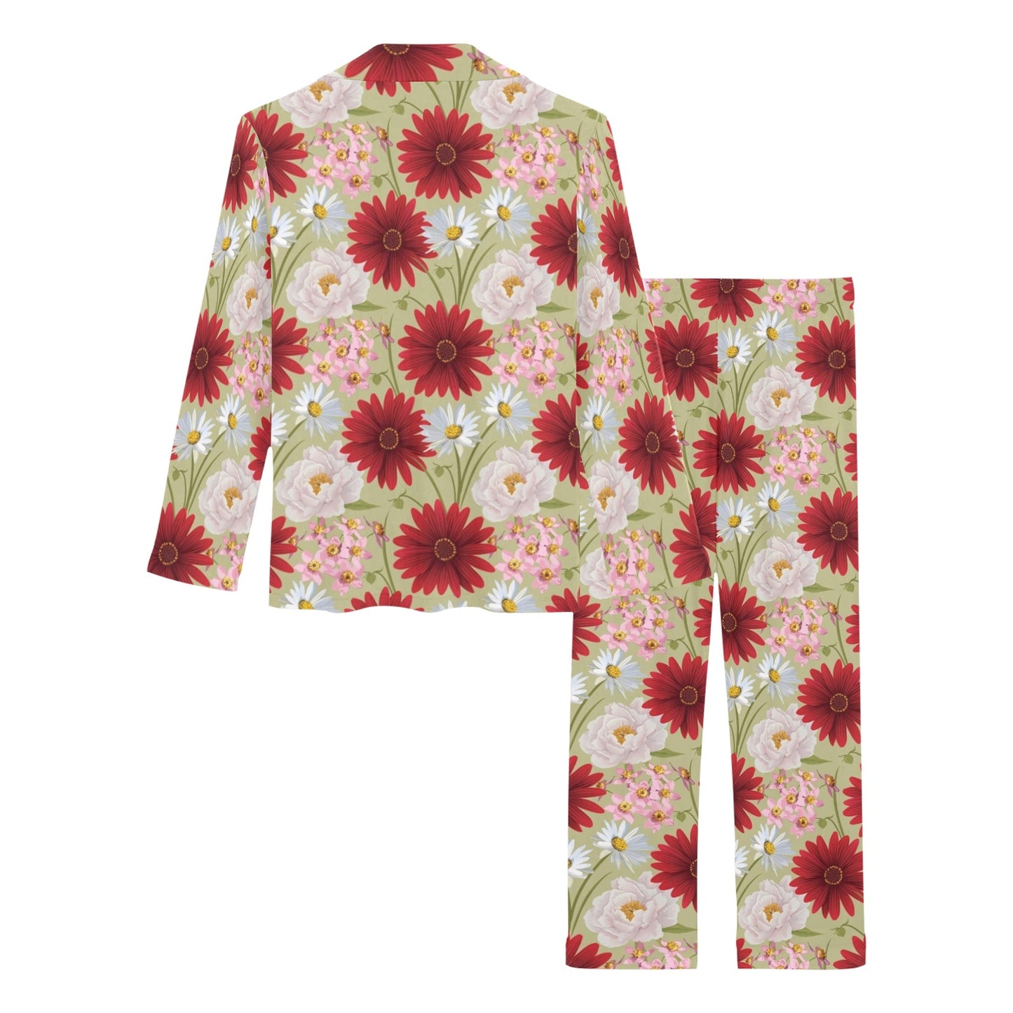 Gerberas Pattern Print Design GB07 Women's Long Pajama Set