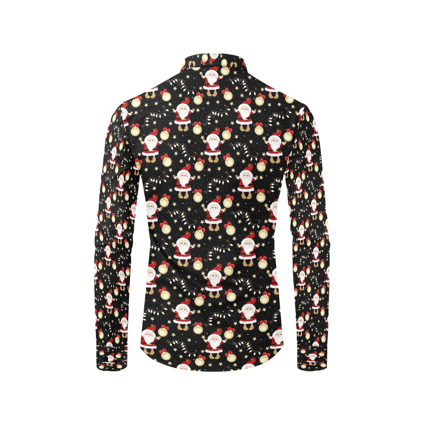 Santa Christmas Themed Print Design LKS307 Men's Long Sleeve Dress Shirt