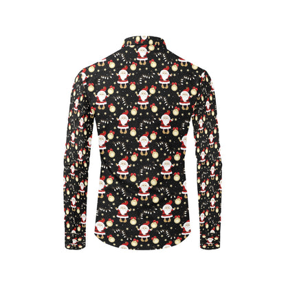 Santa Christmas Themed Print Design LKS307 Men's Long Sleeve Dress Shirt