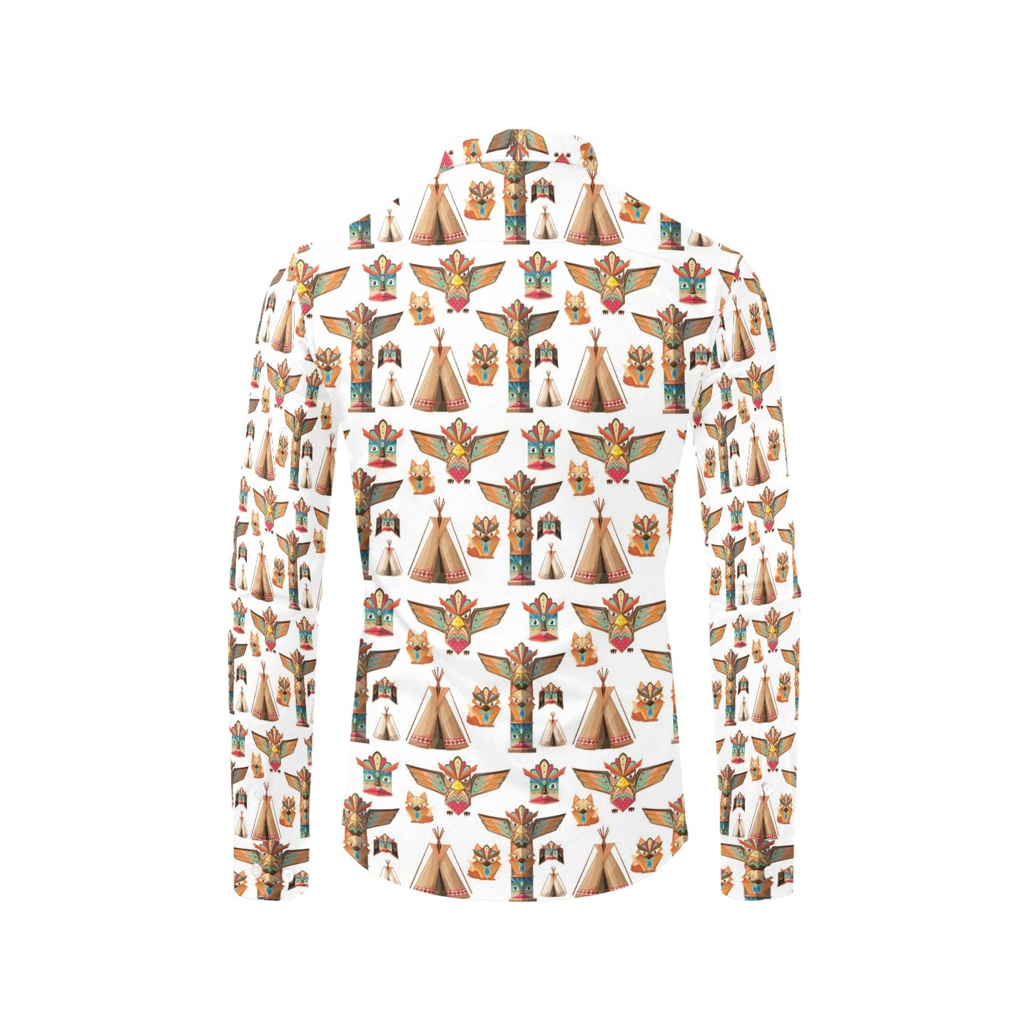 Totem Native Print Design LKS303 Men's Long Sleeve Dress Shirt