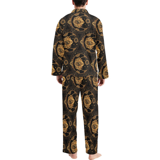 Sun Moon mandala Third eye Men's Long Pajama Set