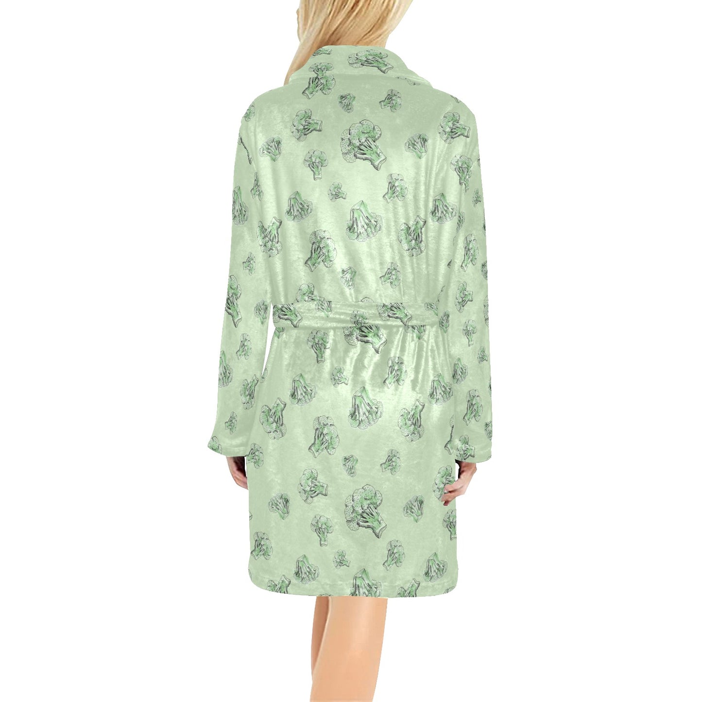 Broccoli Pattern Print Design 05 Women's Fleece Robe