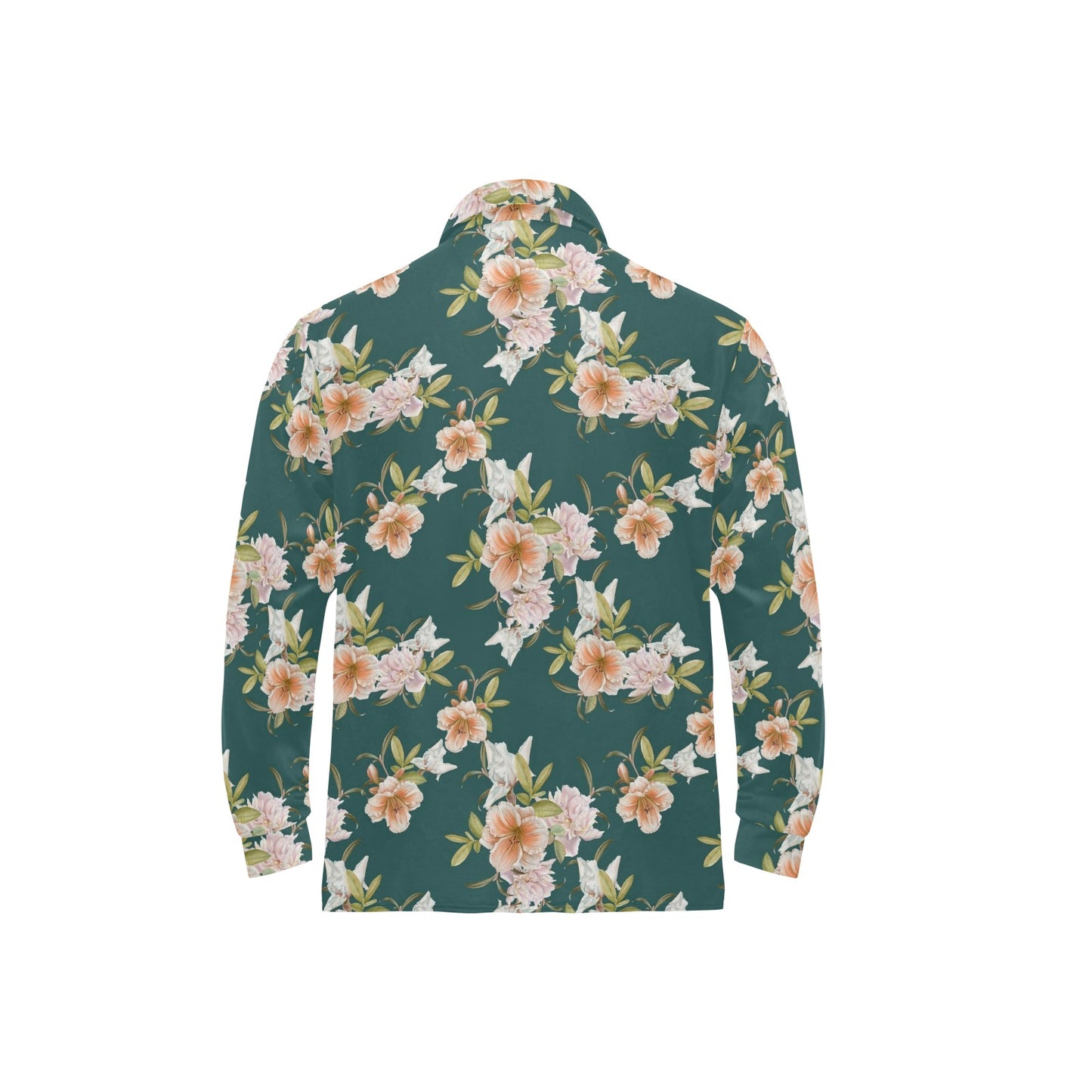 Iris Pattern Print Design IR01 Long Sleeve Polo Shirt For Men's