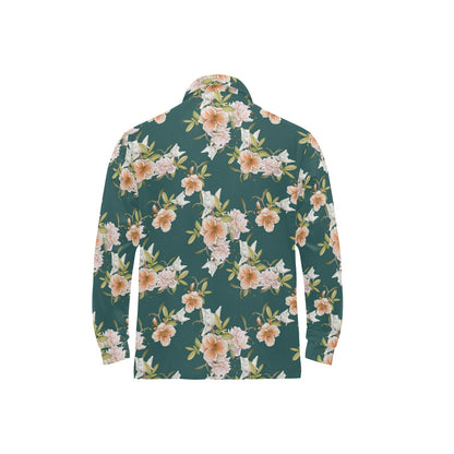 Iris Pattern Print Design IR01 Long Sleeve Polo Shirt For Men's