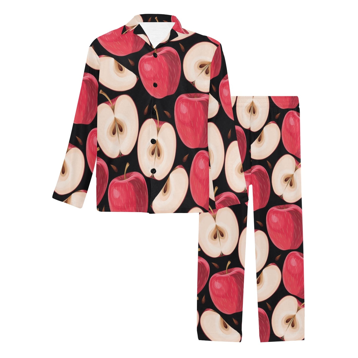 Apple Pattern Print Design AP02 Men's Long Pajama Set