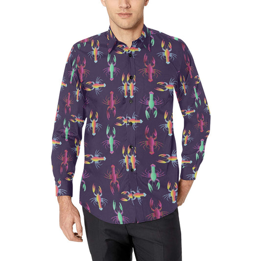 Lobster Print Design LKS402 Men's Long Sleeve Dress Shirt