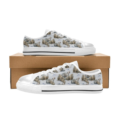 Walrus Print Design LKS401 Women's White Low Top Shoes