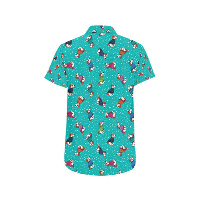 Russell Terriers Print Design LKS309 Men Short Sleeve Button Up Shirt