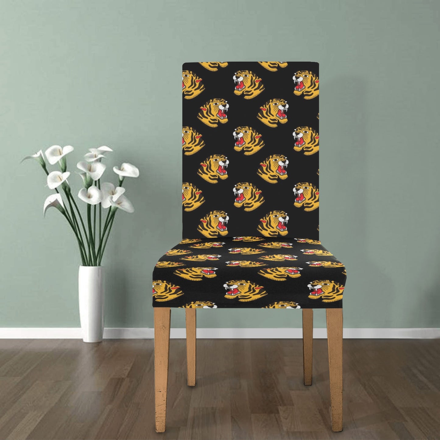 Tiger Head Print Design LKS306 Dining Chair Slipcover