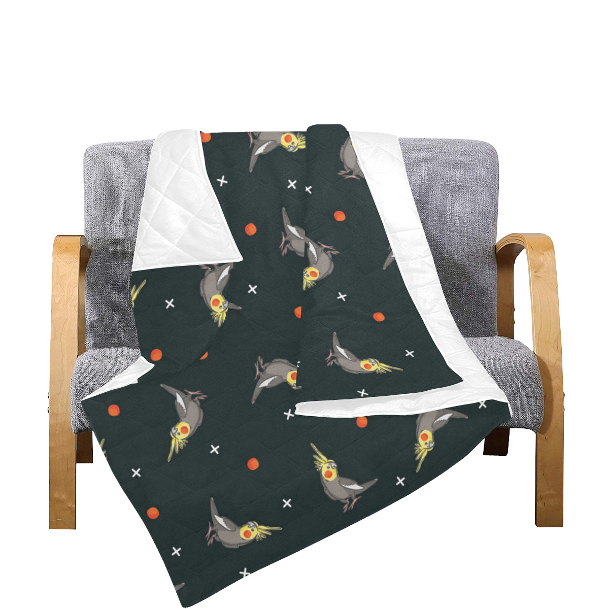Cockatiel Pattern Print Design 02 Premium Quilt