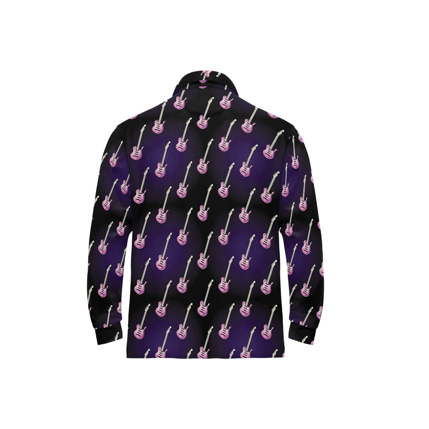Electric Guitar Print Design LKS405 Long Sleeve Polo Shirt For Men's