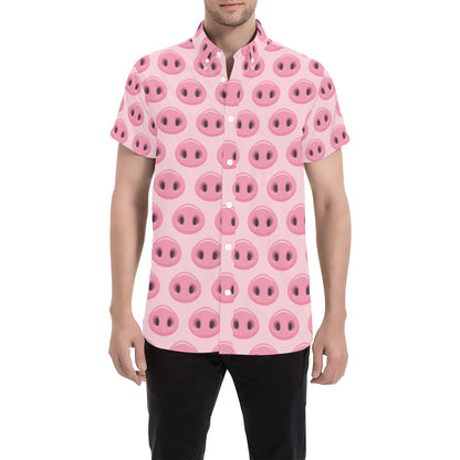 Pig Print Design LKS401 Men Short Sleeve Button Up Shirt