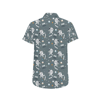 Skateboard Print Design LKS306 Men Short Sleeve Button Up Shirt