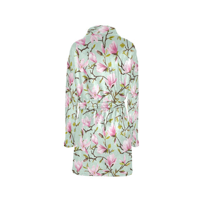 Magnolia Pattern Print Design MAG04 Women's Fleece Robe