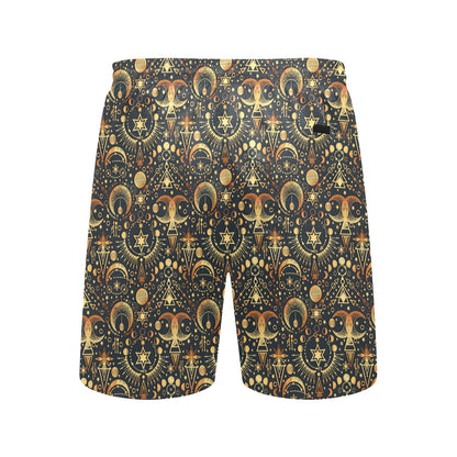 Sun Moon Print Design LKS308 Men's Swim Trunks Beach Shorts