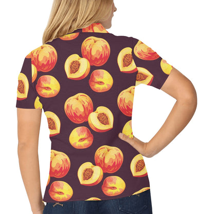 Peach Pattern Print Design A04 Women's Polo Shirt