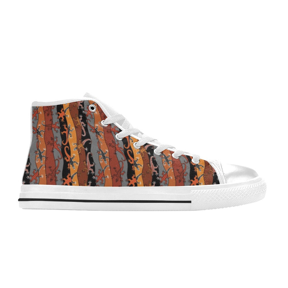 lizard Print Design LKS403 Men's High Top Canvas Shoes