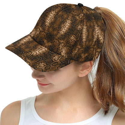Snake Skin Brown Print Snapback Cap