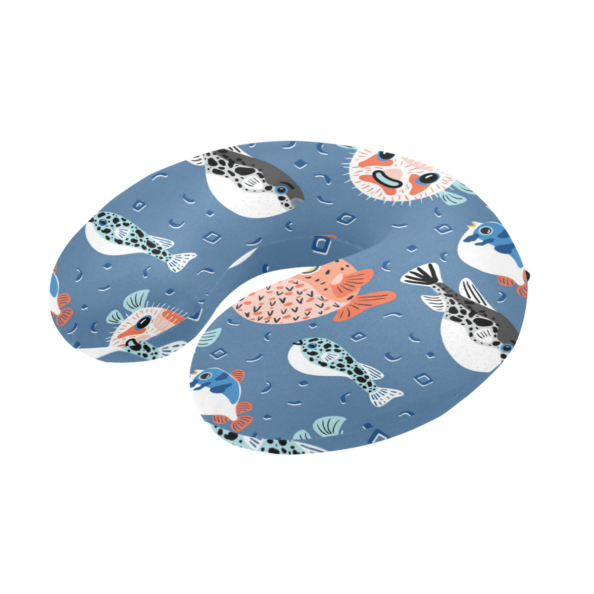 Fugu Pattern Print Design 02 U-Shaped Travel Neck Pillow