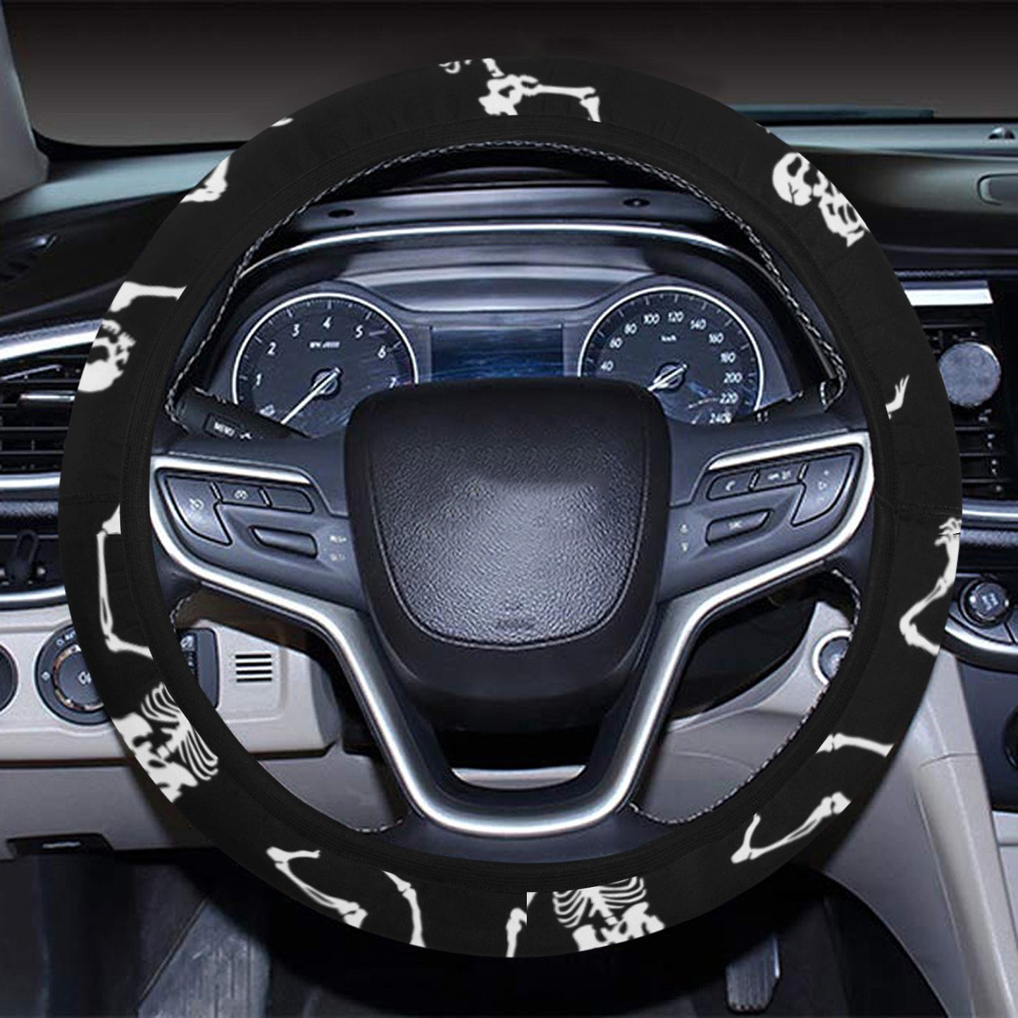 Skeleton Print Design LKS305 Steering Wheel Cover with Elastic Edge