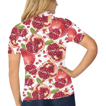 Pomegranate Pattern Print Design PG03 Women's Polo Shirt