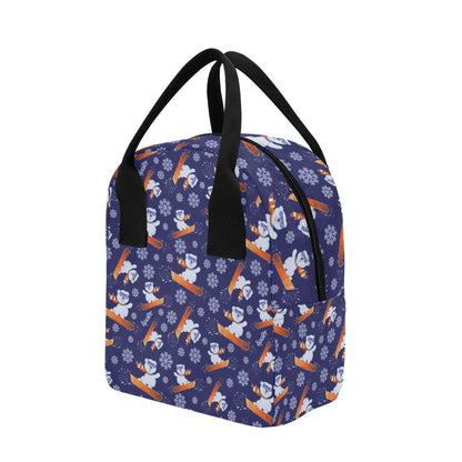 Snowboard Bear Print Design LKS305 Insulated Lunch Bag
