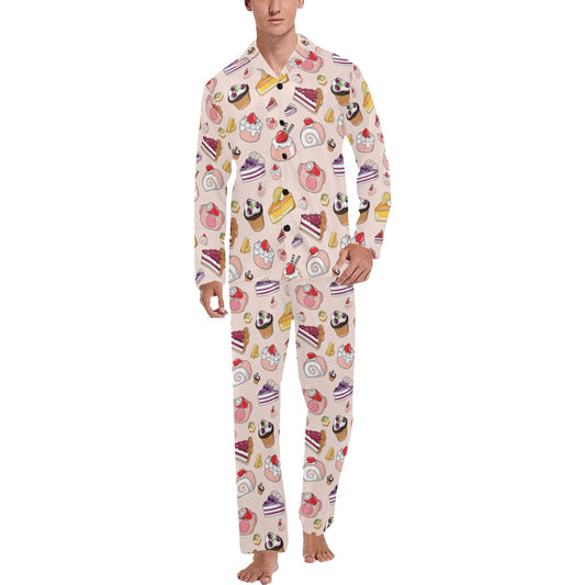 Cake Pattern Print Design 01 Men's Long Pajama Set