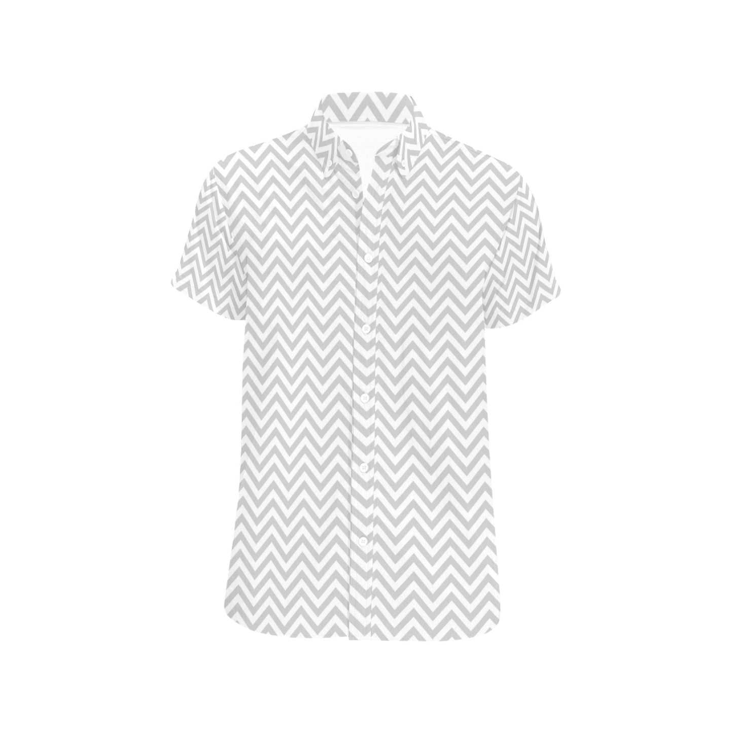 Chevron Print Design LKS401 Men Short Sleeve Button Up Shirt