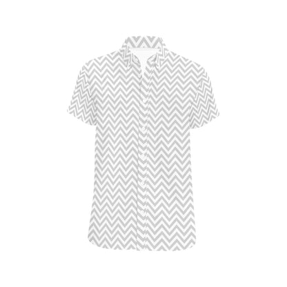 Chevron Print Design LKS401 Men Short Sleeve Button Up Shirt