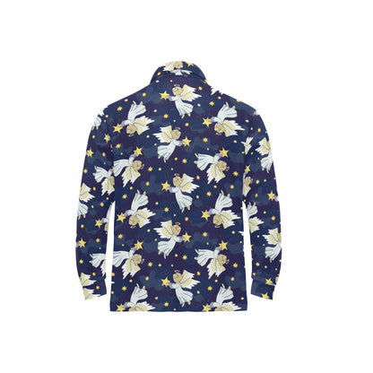 Angel Pattern Print Design 06 Long Sleeve Polo Shirt For Men's