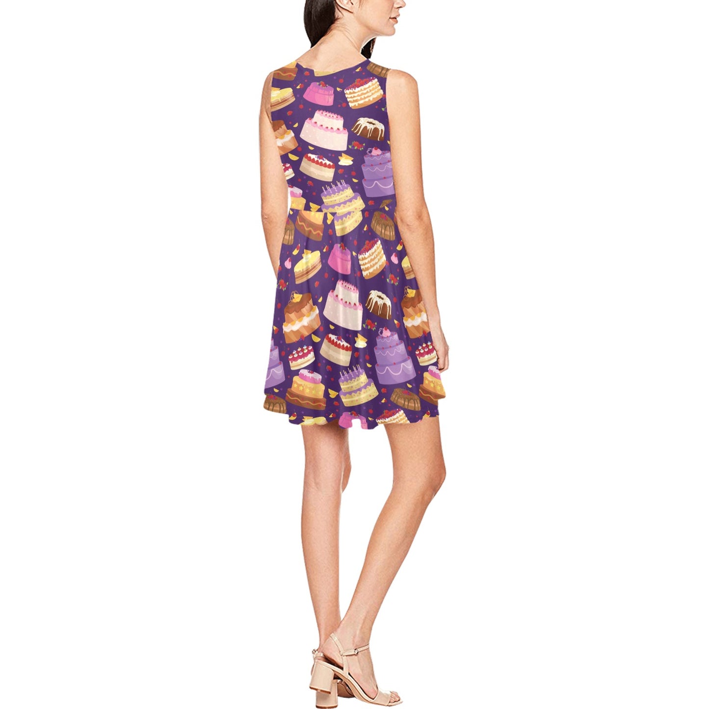Cake Pattern Print Design 05 Sleeveless Dress