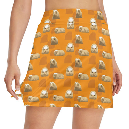 Guinea Pig Print Design LKS403 17" Golf & Pickleball Skort with Pockets
