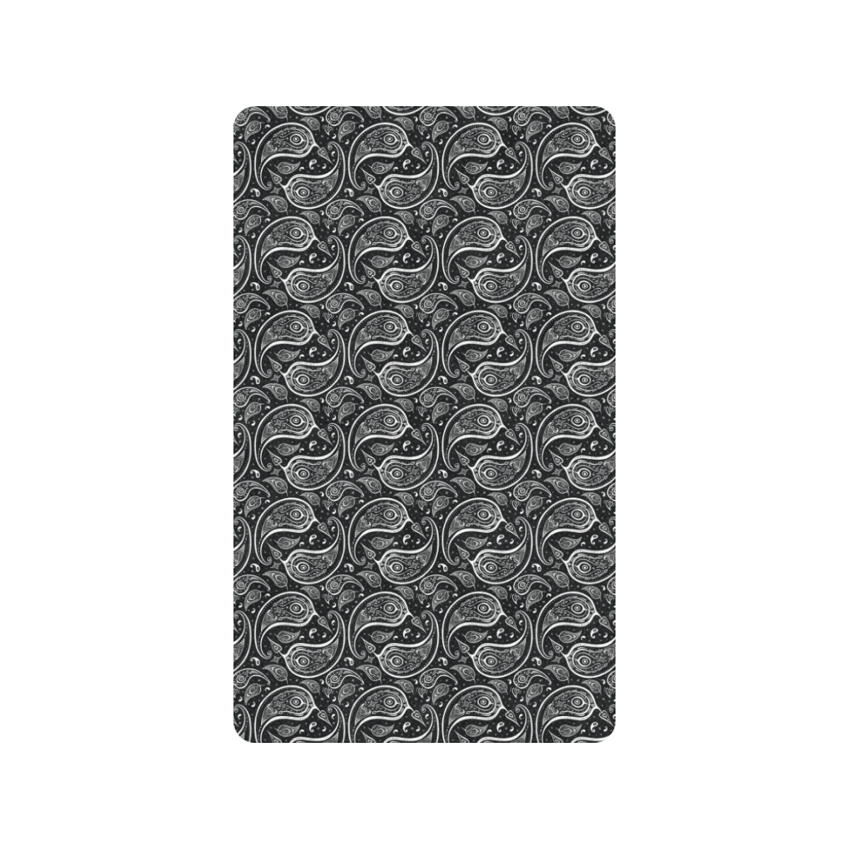 Paisley Black Design Print Rubber Doormat